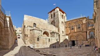 Church of the Holy Sepulcher on the site where 
	Jesus died and rose.